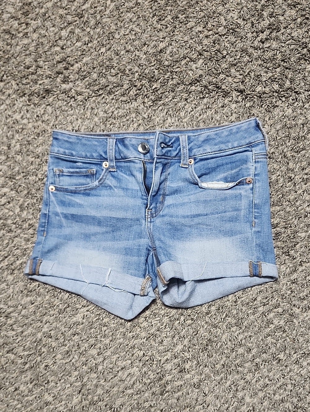 American Eagle Outfitters Light Blue Rolled Hem Denim Shorts